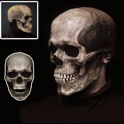 Halloween Movable Jaw Full Head Skull Mask Halloween Decoration Scary Helmet Scary Mask Masquerade Holiday Party Decoration Gift