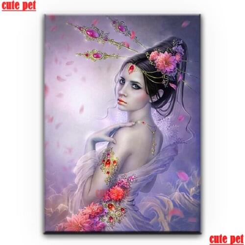 Cute pet 5D Embroidery full Square round drill Fantasy woman Diy diamond painting cross stitch Diamond mosaic Art home decor