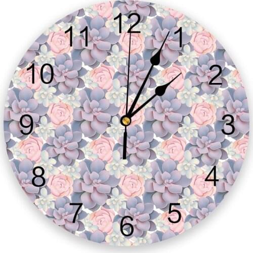 Cute Succulents Pattern 3D Wall Clock Modern Design Brief Living Room Decoration Kitchen Clock Art Wall Watch Home Decor