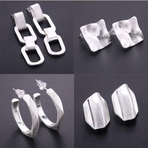 Minimalist Silver color earrings Metal Large Circle Geometric Round Big Earrings for Women Girl Wedding Party Jewelry