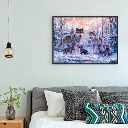 Golden Panno Cross stitch set 14CT Wofl animal snowflake cotton line drawing DIY needlework DMC home decoration painting