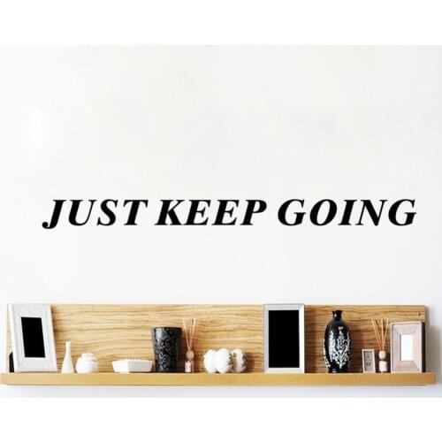 WJWY Just Keep Going Wall Sticker Fitness Motivation Quote Wall Decal Gym Wall Decoration Bedroom Art Murals