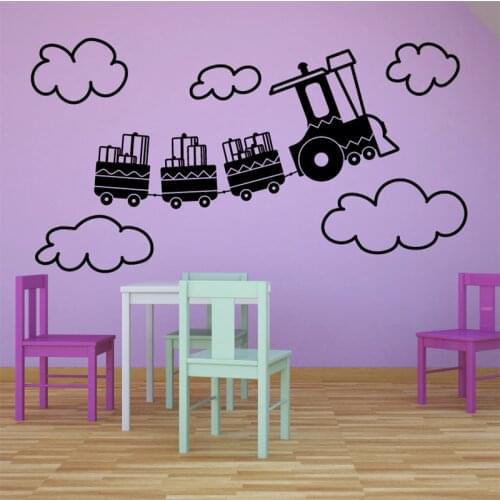 Train Railroad Wall Decal Cartoon Trains Smoke Cloud Art Vinyl Window Sticker Kids Bedroom Nursery Classroom Interior Decor Q420