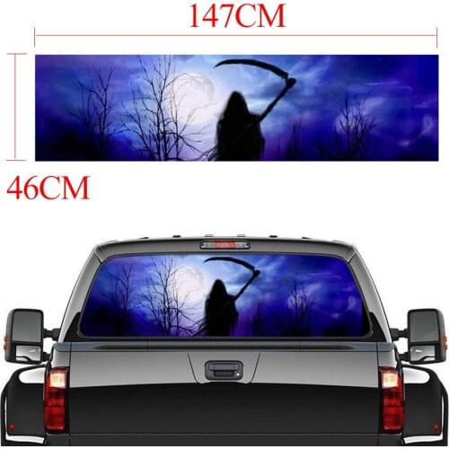 147x46cm Rear Window Sticker Grim Reaper horror Forest Rear Window Graphic Decal for Truck suv Jeep