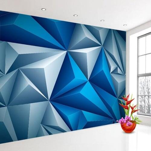 Custom 3D Wall Murals Wallpaper Modern Stereoscopic Blue Geometric Space Mural Creative Living Room TV Backdrop Photo Wall Paper