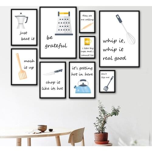 Wall Art Canvas Paintings Cartoon Kitchen Ware Quotes Nordic Style Poster Pictures Printed Modular Home Decor For Restaurant