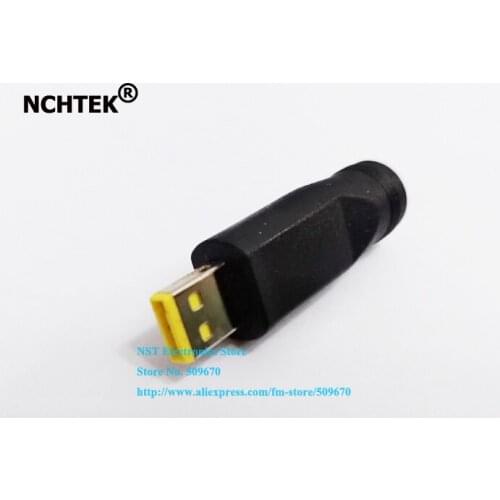 NCHTEK Small Port Square Yellow Tip Male to DC 5.5x2.1MM Female Plug Connector For Lenovo ThinkPad/Free shipping/2PCS