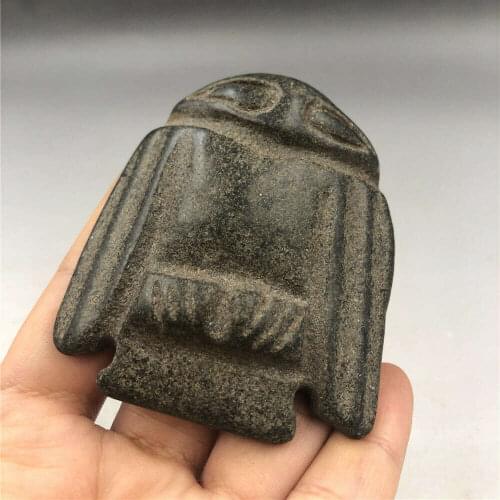 Neolithic Age Old Hongshan Culture Black Magnet Meteorite Carved Bird Pendant Statues for Decoration Collection Ornaments