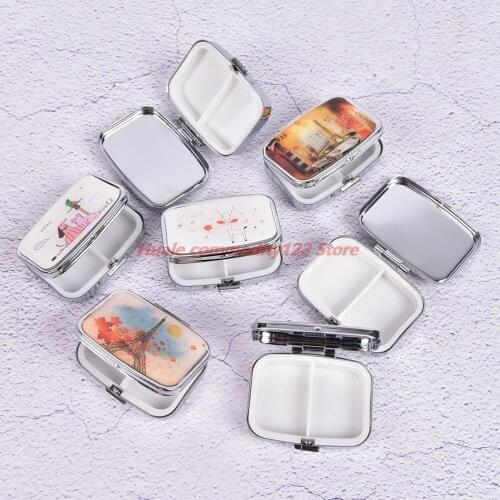 New 1pc Mini Folding Pill Storage Container For Medicines Organizer Metal Pill Cutter Splitters Pastilleros Pildoras Estuche