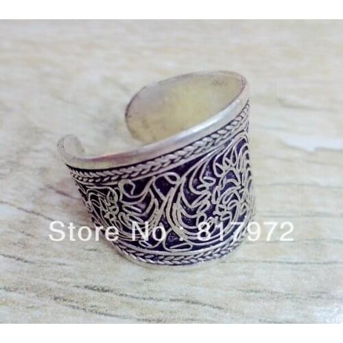 Wholesale High Quality 10pcs Retro Style Fashion Tibet Mystery Flower Lace Line Nepal Ring Adjustable Unisex Party Gift