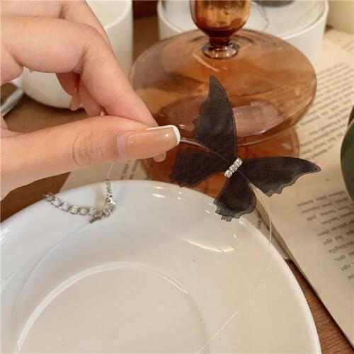 Black Lace Butterfly Chokers Necklaces for Women Invisible Fishing Line Collar Necklaces Cute Rhinestone Chokers Fashion Jewelry