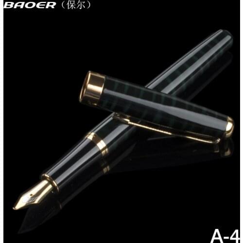 Baoer 388 Green and Black 5 Colors Metal Fountain Pen 18K Nib 1.0mm Gold Trim Arrow Clip School Supplies ink pen
