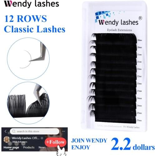 12 Lines Mix-Length Individual Eyelash Extension 20-25mm Mix Classic Natural Long Eye Lashes Korea Silk Volume Lash Extension