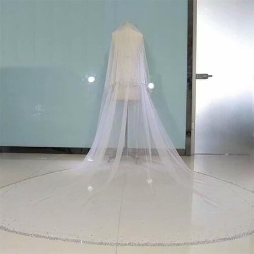 Luxury Two Layers Wedding Veil With Comb 2019 Bead Edge White Ivory Custom Made Bridal Accessories