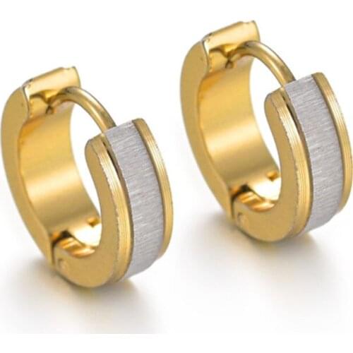 1 Pair Punk Gold Stainless Steel Stud Earrings For Men and Women Gothic Street Pop Hip Hop Ear Jewelry