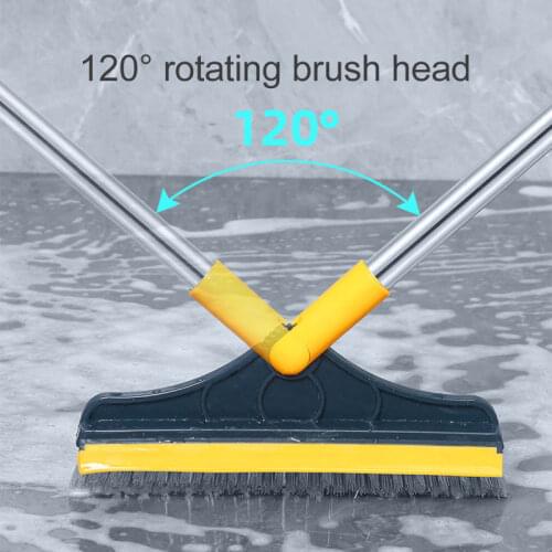 2 in 1 Floor Brush Scrub Brush with Long Handle Bathroom Wiper with 120 Degree Rotatable Head Cleaning Tool Household MC889