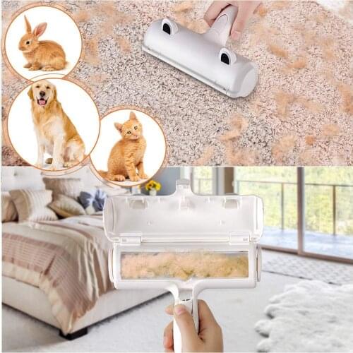 Pet Hair Roller Remover Lint Brush 2-Way Dog Cat Comb Tool Convenient Cleaning Dog Cat Fur Brush Base Home Furniture Sofa Clothe