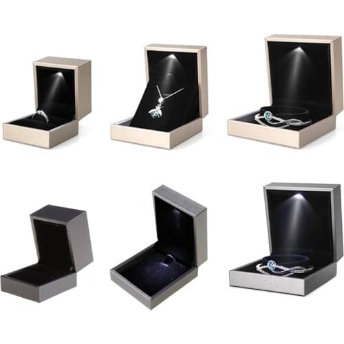 LED Light Jewelry Display Bracelet Necklace Wedding Engagement Ring Box Storage Case Holder