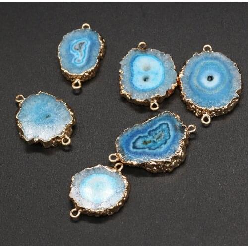 Natural Stone Double hole Connectors Irregular Agate Pendant for jewelry making DIY necklace bracelet accessories 15x20-20x30mm