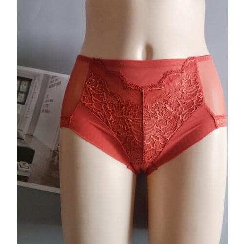 4pcs/Set Seamless Lace Panties Female Transparent Mesh Cotton Panties High Waist Thin Underpants Ladies Plus Size 4L Pink Black