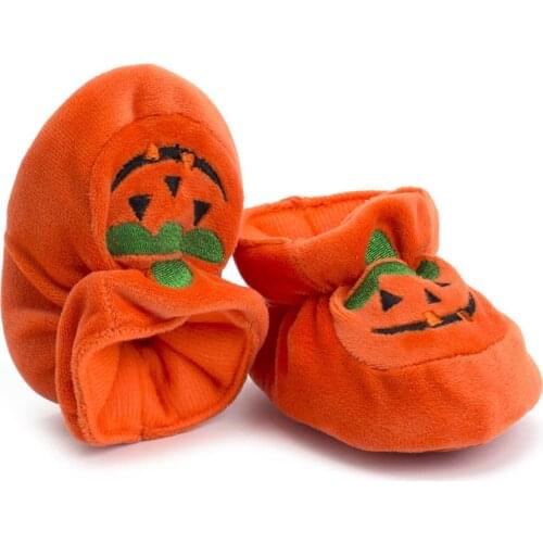 Halloween Pumpkin Printed Pretty Toddler Infant Baby Girl Boy Casual Crib Shoes 0-18M Cotton Elastic Waist Soft Shoes