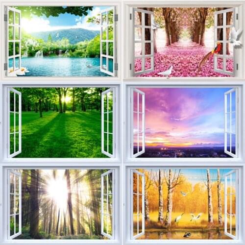 Cherry Blossoms Fallen Leaves Wall Sticker For Bedroom Living Room 3D Scenery Decorative Stickers Kids Room Nursery Wall Decal