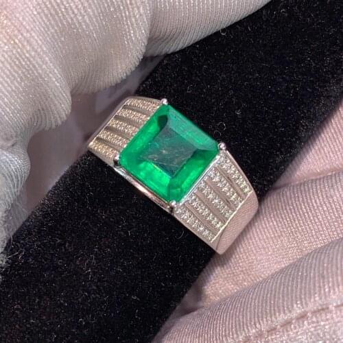 Y403 Emerald Rings Fine Jewelry 18K Gold Real Natural Green Emerald 3.1ct Gemstones Male Rings for Mens Fine Ring