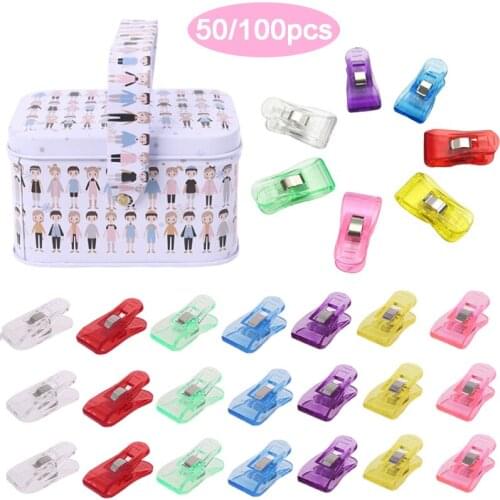 50/100pcs Sewing Clips Plastic Fabric Quilting Clamps Binding Clip Holder Assorted Colors For DIY Patchwork Craft