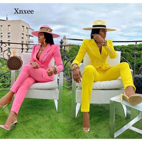 Spring and Autumn Womens Elegant Two-Piece Jacket Solid Color Fashion Straight Pants Casual Street Suit