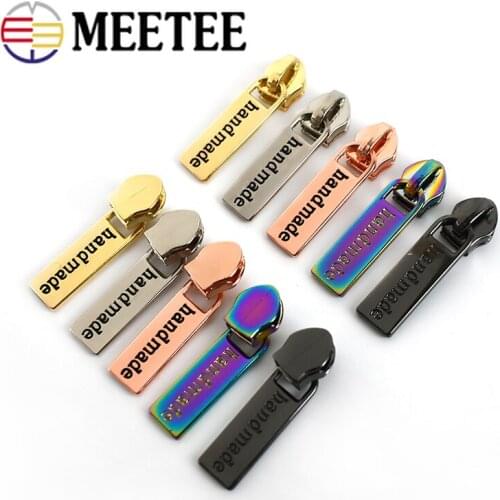 10pcs Meetee Handmade Zipper Sliders for 5# Nylon Zipper Garment Zipper Head Puller Bag Zip Repair Kits DIY Sewing Accessories