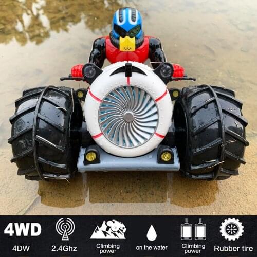2.4g 4wd Remote Control Boat Stunt Motorcycle Motocross 360 Degree Rotation Ship Submarine For Boys Kids Adults Lake Pool