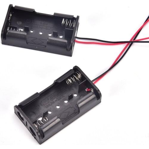 2pcs/lot DIY 2 Slot Power Bank 1.5V AA#5 Battery Holder Plastic Battery Holder Storage Box Case With Wire Leads