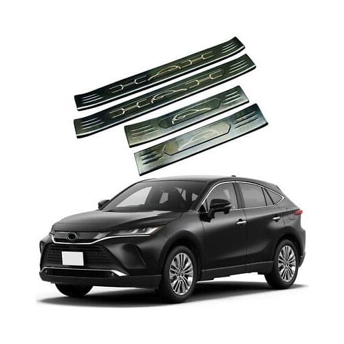 4* Black Outer Door Sill Threshold Plate Cover For Toyota Harrier Venza 2020-21