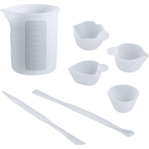 7pcs 1 Set Reusable Resin Art Mixing Measuring Cups Silicone Stir Stick Epoxy Mold Jewelry Making DIY Tool soap making mold
