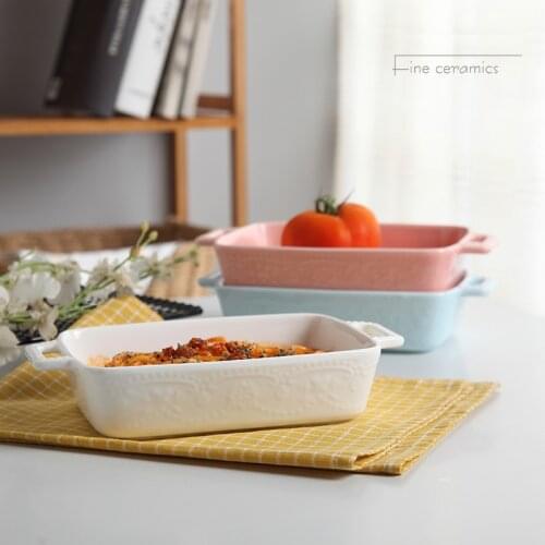 8inch, color embossed porcelain baking tray, ceramic oven tray, baking dish, bbq plate, buffet serving nordic pasta, salad plate