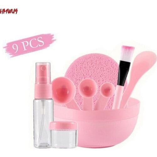 9 Pcs/Set High Quality DIY Facial Mask Tools Kit Bowl Brush Spoon Stick Bottle Sponge Top Quality Homemade Makeup Beauty Tool