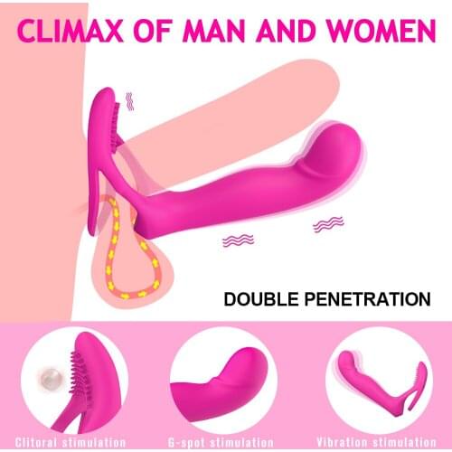 Strap On Dick Penis Double Penetration Vibrator Anal Plug Vagina Dildo Vibrator Sex Toys For Couple Penis Ring Vibrator ButtPlug