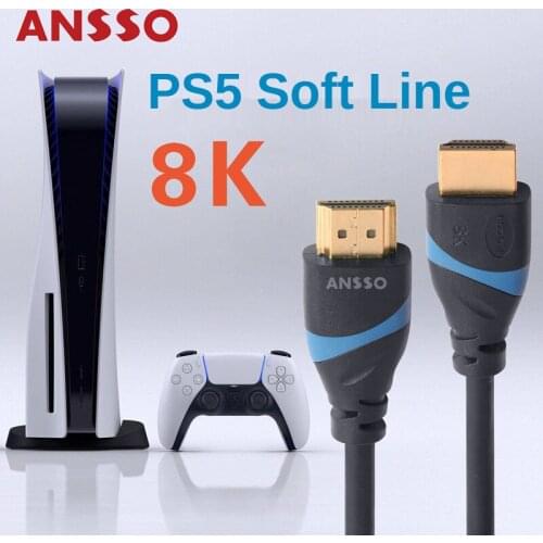 Ansso 8K Ultra-fine soft HDMI cable 2.1 PS5 Xbox Series X S GeForce Game Console HDMI A Type to HDMI A Type 5mm HDMI 2.1 8K 60P