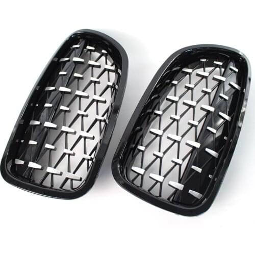 Car middle exhaust grille Diamond Grille Racing Grills Semi-plated meteor bright black grille for BMW 5 Series F10 F18 2010-2016
