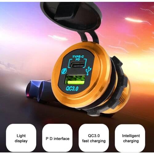 PD Type C/QC 3.0 USB Auto Charger Car Charger Adapter With Switch Socket Power Outlet Waterproof For Truck Boat RV Motorcycle