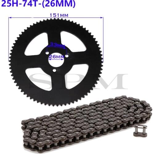 25H chain chain disc 144/158 link 25H 62/64/66/68/72/74/76 26mm rear chain disc Suitable for mini motorcycle 47cc 49cc