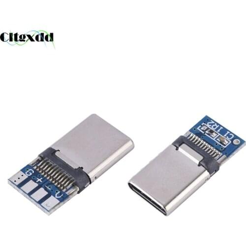 Cltgxdd 1PCS USB 3.1 Type C Connector 12 Pins Female Socket Receptacle Adapter to Solder Wire & Cable 24 Pins Support PCB Board