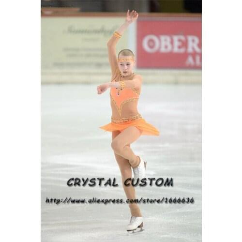 Hot Sales Girls Figure Skating Competition Dresses Crystals Graceful New Brand Ice Figure Skating Dresses Children DR3767