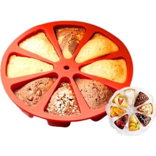 Baking Molds Round Cavity Silicone 8 Red Silicone Portion Cake Mold Soap Mould Pizza Slices Pan