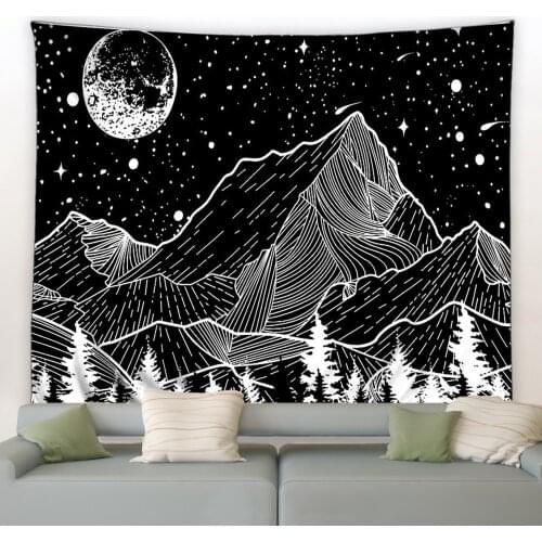 Mountains Under The Moonr Printing Big Tapestry Landscape Hippie Wall Hanging Tapestries Bohemian Mandala Art Decoration Blanket
