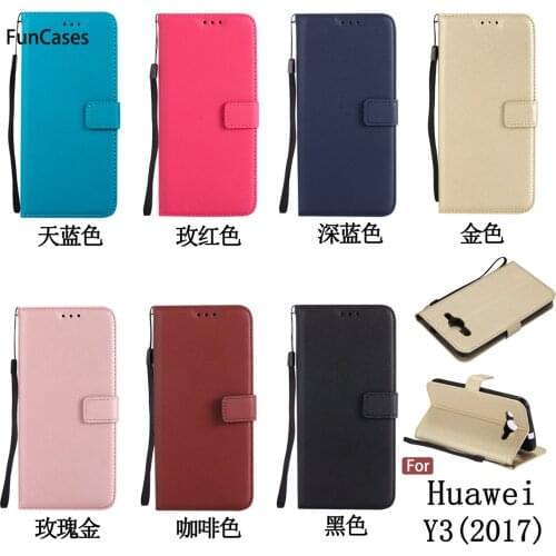 Hot PU Leather Case sFor Coque Huawei Y3 2017 Soft TPU Back Cover Cover Unicorn Flip Case For Huawei Ascend Y3 2017 Funda Skal
