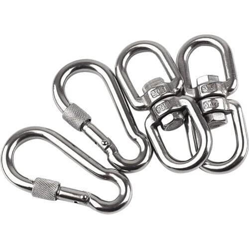 Hot 4Pcs/2Set M8 304 Stainless Steel Swivel Ring Tree Swing Hook Hammock Chair Hanging Kit Rotating Device Indoor Outdoor
