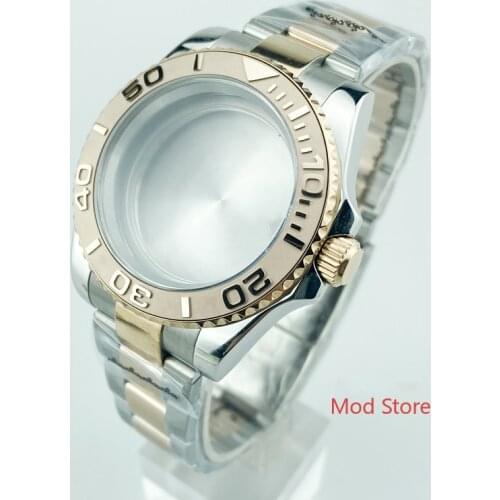 HQ 100M Waterproof Polished PVD Rose Gold Watch Case Set For DG2813 ETA2836 Mov't Yachtmaster Style Stainless Steel