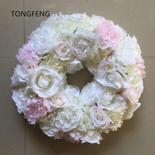Artificial Rose Hydrangea Garland Wedding Party Decoration Table Flower Wall Ball Arch Rings Wreaths 45cm 10pcs/lot TONGFENG