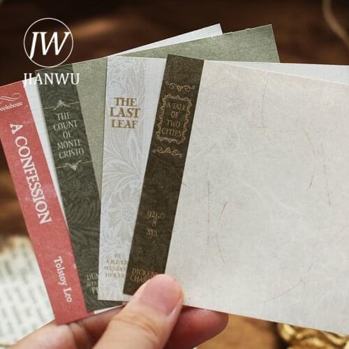 JIANWU 100 Sheets Vintage Literature Art Memo Pad Kraft Texture Message Paper Writing Notepad Kawaii Stationery School Supplies